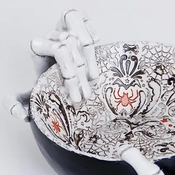 Gothic Halloween Skeleton Hands Candy Bowl Decor