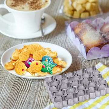 AIERSA Gold Fish Cracker Cutter,25 Cavity Fish Cookie Cutter,Mini Gold Fish Shapes Molds for Cookie,Non-stick Dough, Stainless Steels Cookie Cutters Mold for Baking