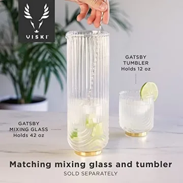 Elegant Viski Gatsby Vintage Cocktail Mixing Glass - 47oz Design