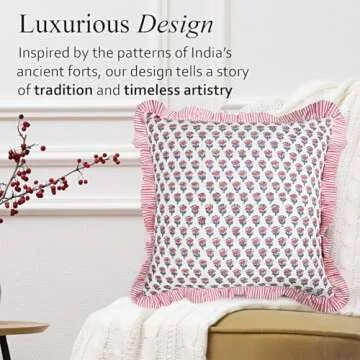 CPC Pink Sapphire Ruffle Pillows for Living Room Decor