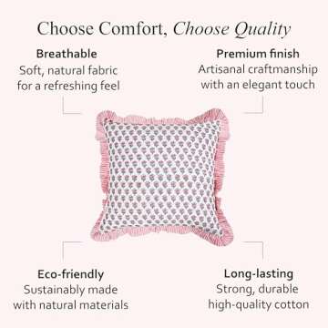 CPC Pink Sapphire Ruffle Pillows for Living Room Decor