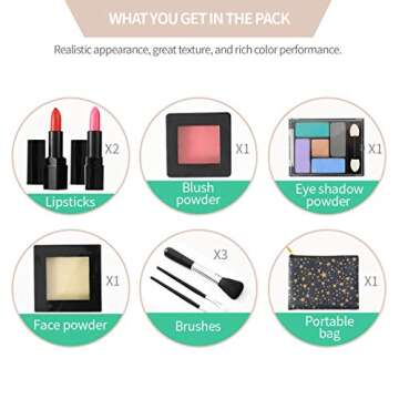 TOKIA Upscale Kids Makeup for Little Girls, Larger Sizes, Washable Kit with Stylish Bag, Suitable for 3-14 Years Old