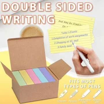 500PCS Colored Index Cards, 3x5 Inches Flash Cards with Ring, Lined on Both Side Notecards Ruled Study Card Flashcards Heavy Note Cards for Studying, Learning, School, College