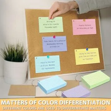 500PCS Colored Index Cards, 3x5 Inches Flash Cards with Ring, Lined on Both Side Notecards Ruled Study Card Flashcards Heavy Note Cards for Studying, Learning, School, College