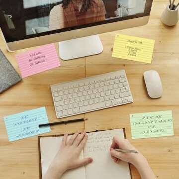 500PCS Colored Index Cards, 3x5 Inches Flash Cards with Ring, Lined on Both Side Notecards Ruled Study Card Flashcards Heavy Note Cards for Studying, Learning, School, College