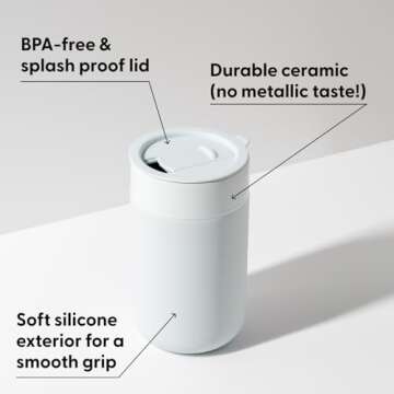 W&P Porter Ceramic Mug w/Protective Silicone Sleeve, Terrazzo Blush 16 Ounces On-the-Go Reusable Cup for Coffee or Tea Portable Dishwasher Safe