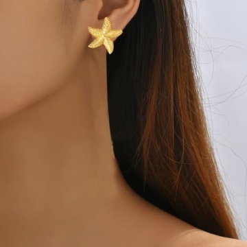 Starfish Gold Silver Earrings Ocean Jewelry for Women