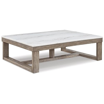Loyaska Casual Coffee Table with Natural Marble Top
