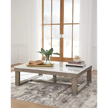 Loyaska Casual Coffee Table with Natural Marble Top