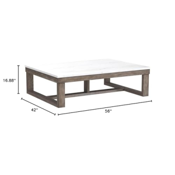 Loyaska Casual Coffee Table with Natural Marble Top