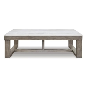 Loyaska Casual Coffee Table with Natural Marble Top