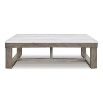 Loyaska Casual Coffee Table with Natural Marble Top