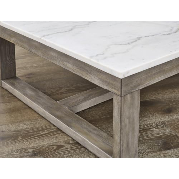 Loyaska Casual Coffee Table with Natural Marble Top