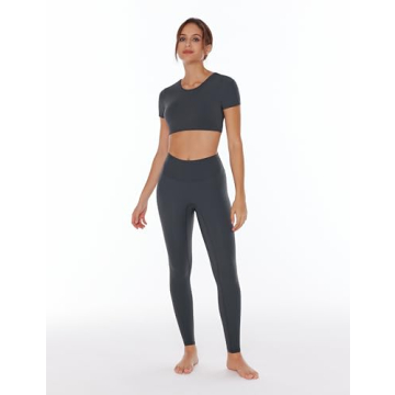 ENERBLOOM Workout Yoga Leggings for Women High Waisted Compression Pants 25"/28" Cream Feeling Tight No Front Seam Medium