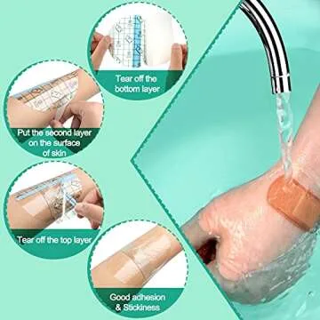 Nuanchu 100 Pieces 4 Inches Transparent Stretch Adhesive Bandage Waterproof Bandage Round Transparent Film Dressing Disposable Cover Dressing Tape for Shower