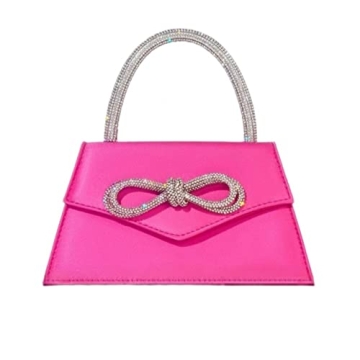 AFB Women's Rhinestone Evening Clutch - Elegant Satin Handbag with Bow for Any Occasion