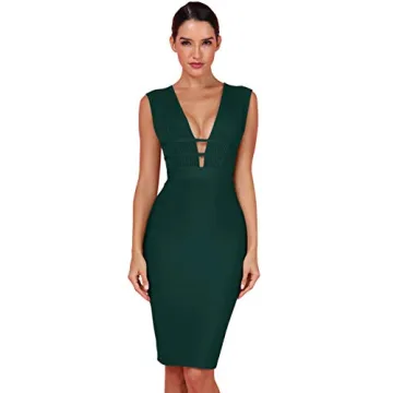 WHOINSHOP Sexy Deep V Plunge Bandage Cocktail Party Dress