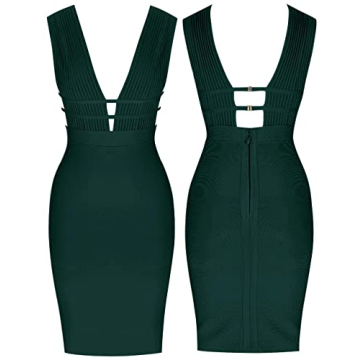 WHOINSHOP Sexy Deep V Plunge Bandage Cocktail Party Dress