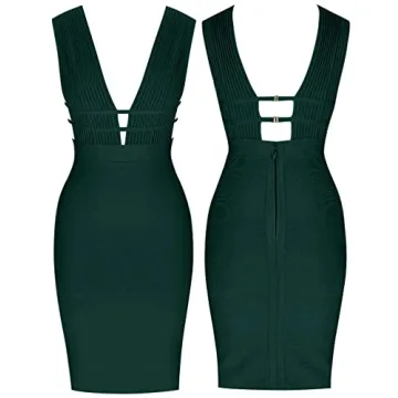 WHOINSHOP Sexy Deep V Plunge Bandage Cocktail Party Dress