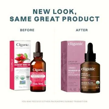 Cliganic Organic Rosehip Seed Oil for Face, 100% Pure | Natural Cold Pressed Unrefined Non-GMO | Car...