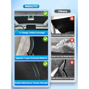 INSAUTO Windshield Sun Shade for Tesla Model Y Model 3