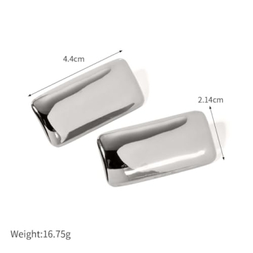 CETVLY Chunky Rectangle Gold Plated Earrings for Women