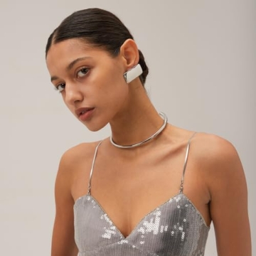 CETVLY Chunky Rectangle Gold Plated Earrings for Women