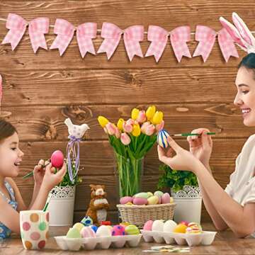 WILLBOND 12 Pieces Buffalo Plaid Bows Decorative Bows for Wreaths for Easter, Saint Patrick's Day Tree Party Indoor Outdoor Home Decoration(Pink and White, 6 x 6 Inch)