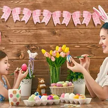 WILLBOND 12 Pieces Buffalo Plaid Bows Decorative Bows for Wreaths for Easter, Saint Patrick's Day Tree Party Indoor Outdoor Home Decoration(Pink and White, 6 x 6 Inch)