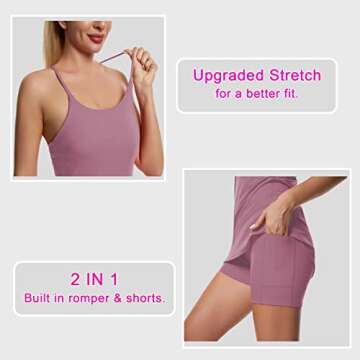 Women's Tennis Dress, Workout Golf Dress Built-in with Bra & Shorts Pocket Sleeveless Athletic Dresses