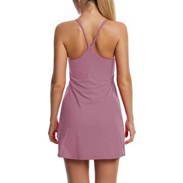 Women's Tennis Dress, Workout Golf Dress Built-in with Bra & Shorts Pocket Sleeveless Athletic Dresses