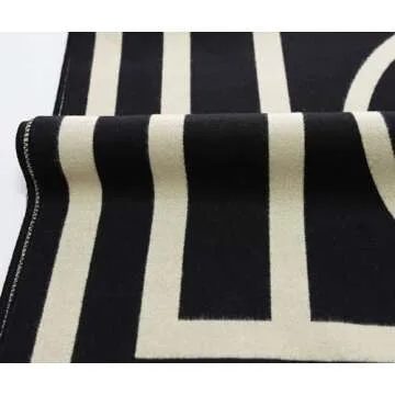 JERLA Cashmere Feel Scarf winter warm large soft Shawl wrap Scarf for women (Black geometry)