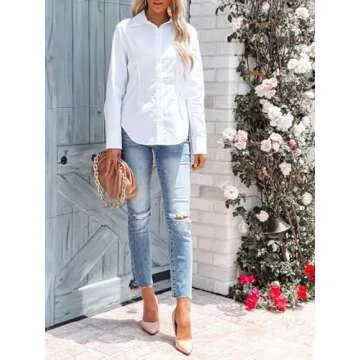 siliteelon Women's Long Sleeve Button Down Shirt - Office Dressy Tops