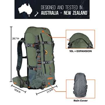 SPIKA Hunting Backpack Internal Frame for Men Waterproof Hunting Pack with Rifle Holder Rain Cover E...