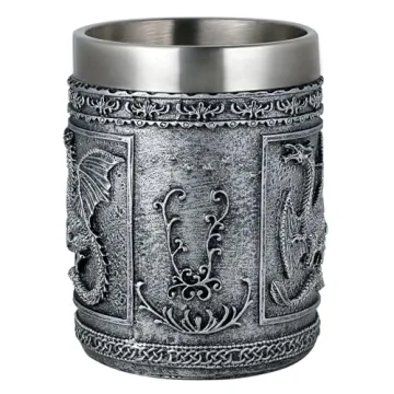 Stainless Steel Dragon Mug for D&D and Medieval Fantasy Fans