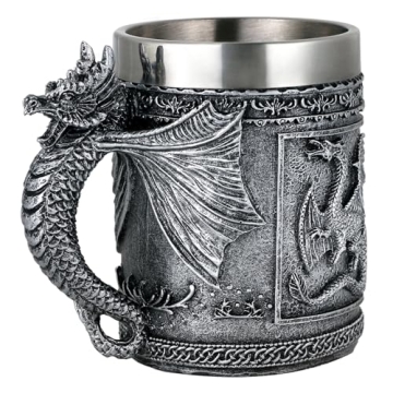 Stainless Steel Dragon Mug for D&D and Medieval Fantasy Fans