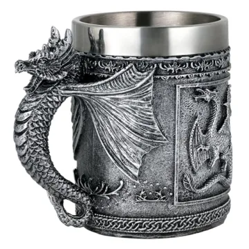 Stainless Steel Dragon Mug for D&D and Medieval Fantasy Fans