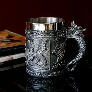 Stainless Steel Dragon Mug for D&D and Medieval Fantasy Fans