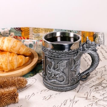 Stainless Steel Dragon Mug for D&D and Medieval Fantasy Fans
