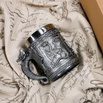 Stainless Steel Dragon Mug for D&D and Medieval Fantasy Fans