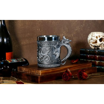 Stainless Steel Dragon Mug for D&D and Medieval Fantasy Fans