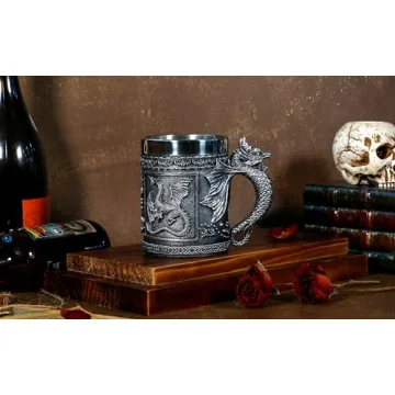 Stainless Steel Dragon Mug for D&D and Medieval Fantasy Fans
