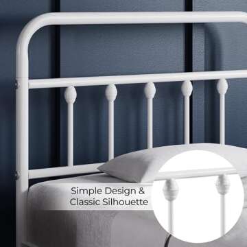 Yaheetech Classic Metal Platform Bed Frame Mattress Foundation with Victorian Style Iron-Art Headboard/Footboard/Under Bed Storage/No Box Spring Needed/Twin Size White