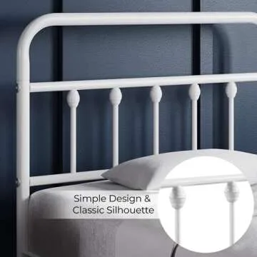 Yaheetech Classic Metal Platform Bed Frame Mattress Foundation with Victorian Style Iron-Art Headboard/Footboard/Under Bed Storage/No Box Spring Needed/Twin Size White