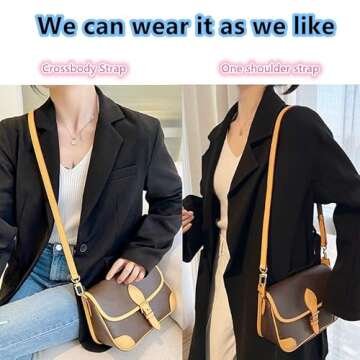 BEUDW Vachetta Leather Adjustable Crossbody Strap for Leather Shoulder Strap Belt Replacement Suitab...