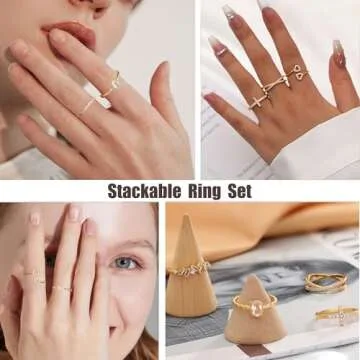 Stylish Non-Tarnish Gold Silver Stackable Rings for Women