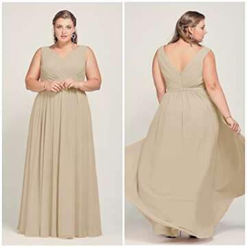 ALICEPUB V-Neck Bridesmaid Dress - Elegant Chiffon Formal Wear