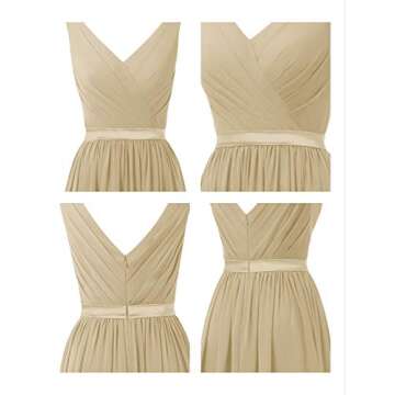 ALICEPUB V-Neck Bridesmaid Dress - Elegant Chiffon Formal Wear