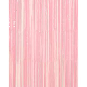 xo, Fetti Party Decorations Matte Pastel Pink Fringe Foil Curtain - Set of 2 | Bachelorette, Bridal Shower, Backdrop, Wedding, Birthday, Photo Booth