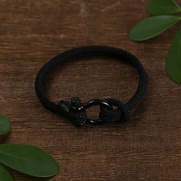 BTTLVZC To My Son Bracelet from Mom with Inspirational Love Quotes, Birthday Gifts, Graduation Gift from Mother Dad, Thanksgiving Christmas Gift to Son, Black, 8 25 inch